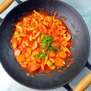 Fenchel-Karotten-Tomaten-Gemüse